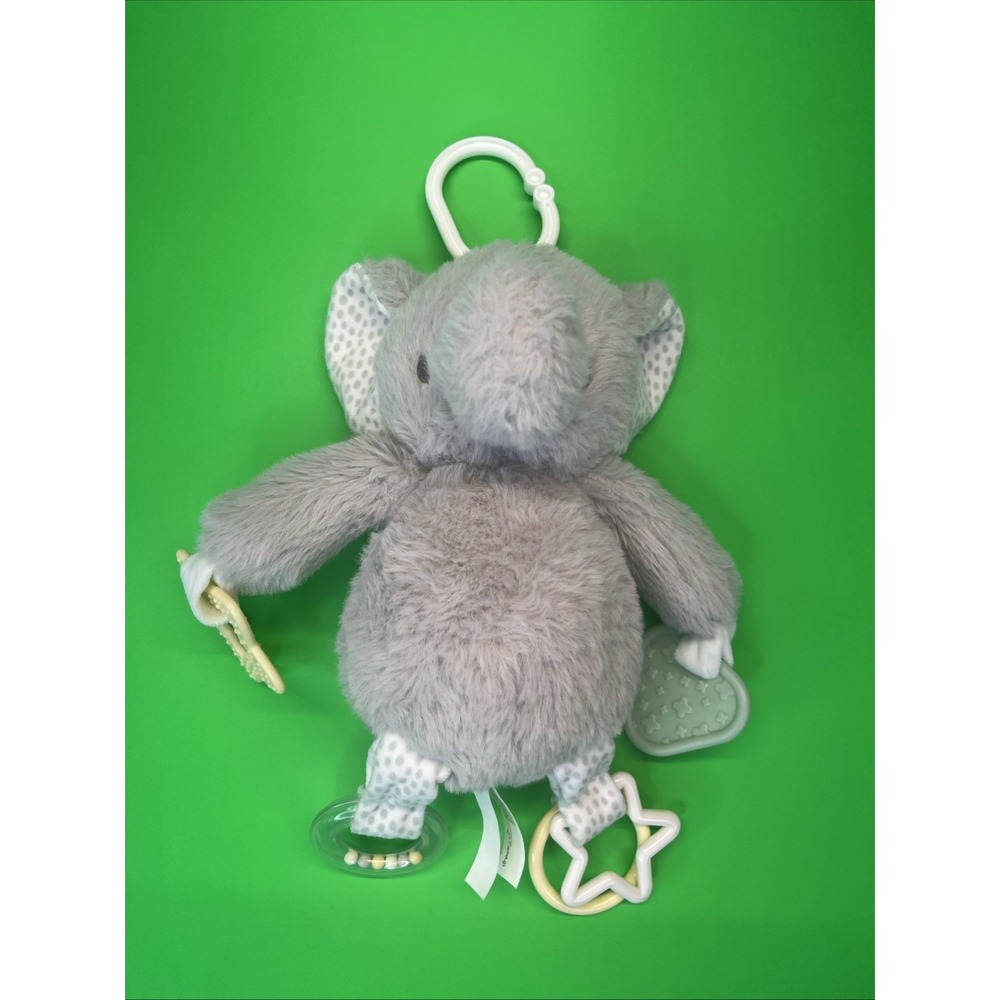 Dream Gro DreamGro Activity Buddy Gray Elephant Rattle 10" Plush Crinkle Sensory